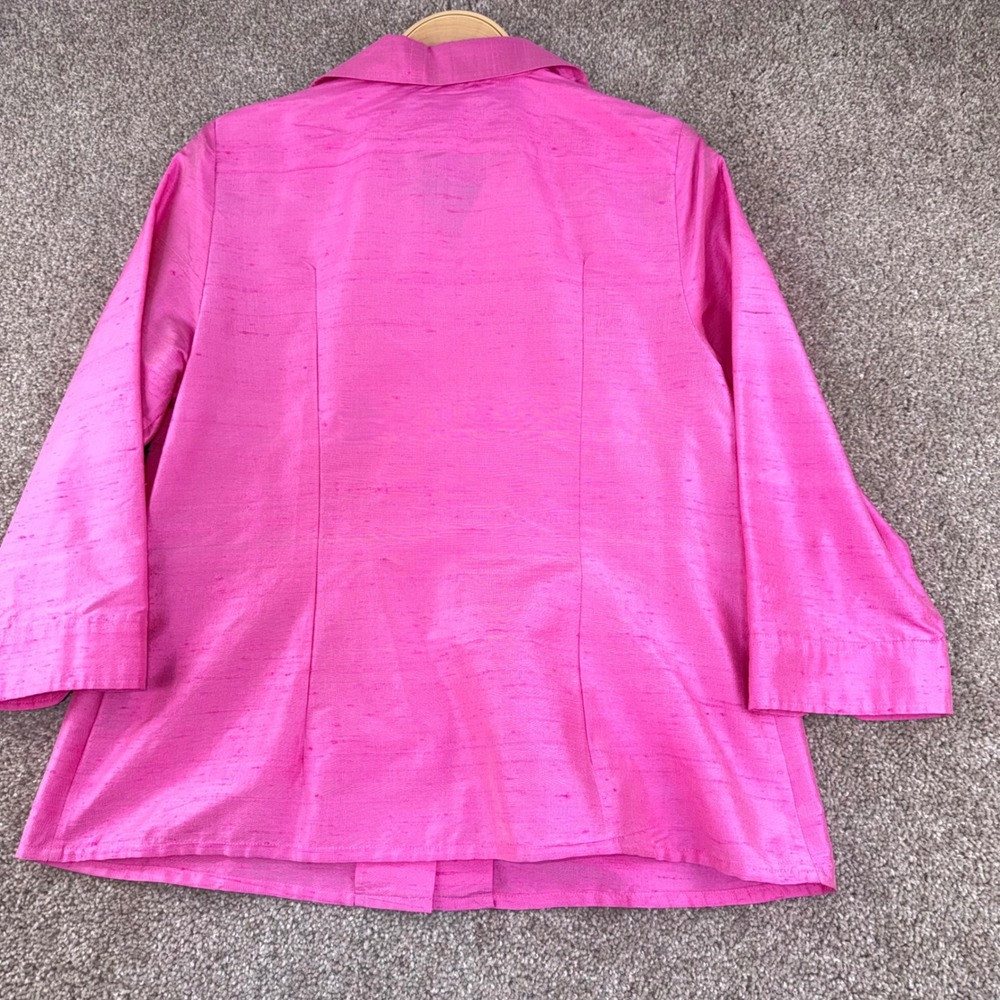 Lauren Ralph Lauren Silk Blouse Womens L Pink Shantung 3/4 Sleeve Button Career - Picture 9 of 10